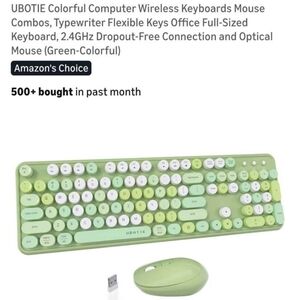 Pastel Green Wireless Keyboard and Mouse Set